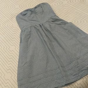 Strapless chambray dress